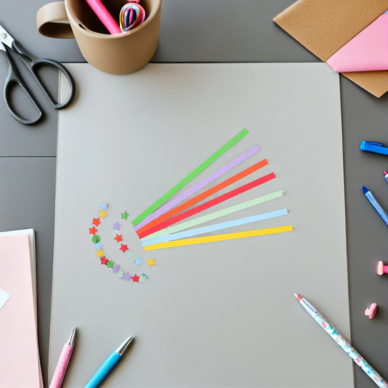 4050Pcs Large Paper Stars Origami Set Gradient Color Double Sided Strips for Christmas Decor Activities Handmade