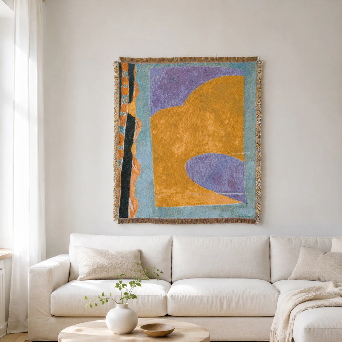 Modern minimalist oil painting jacquard tapestry, background decorative blanket, outdoor camping blanket, nap blanket