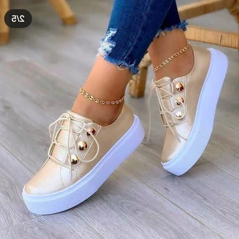 

Women Casual Sneakers Woman Fashion Spring Leather PU Sneakers Female Platform Vulcanize Shoes Zapatillas De Mujer Plus Size 43