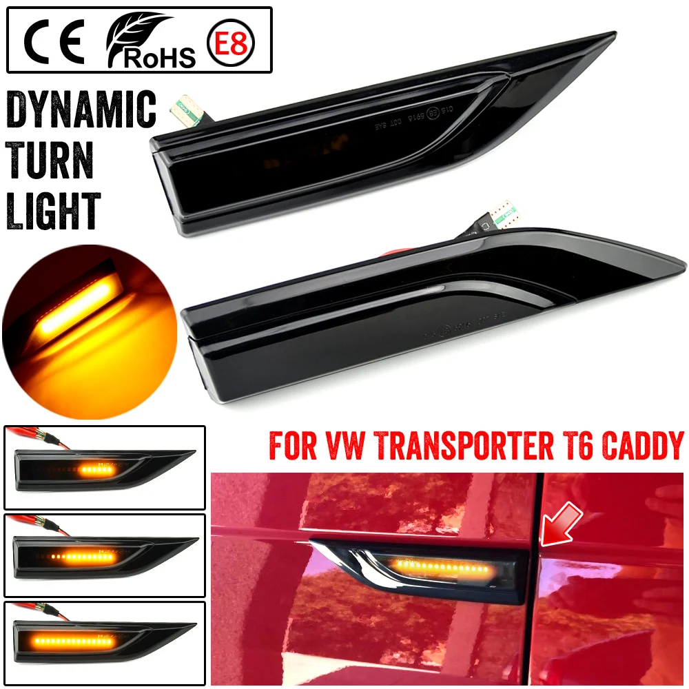

For BMW VW Volkswagen Transporter Multivan T6 2015-2019 Caddy 2K 2X Led Dynamic Side Marker Turn Signal Light Sequential Blinker