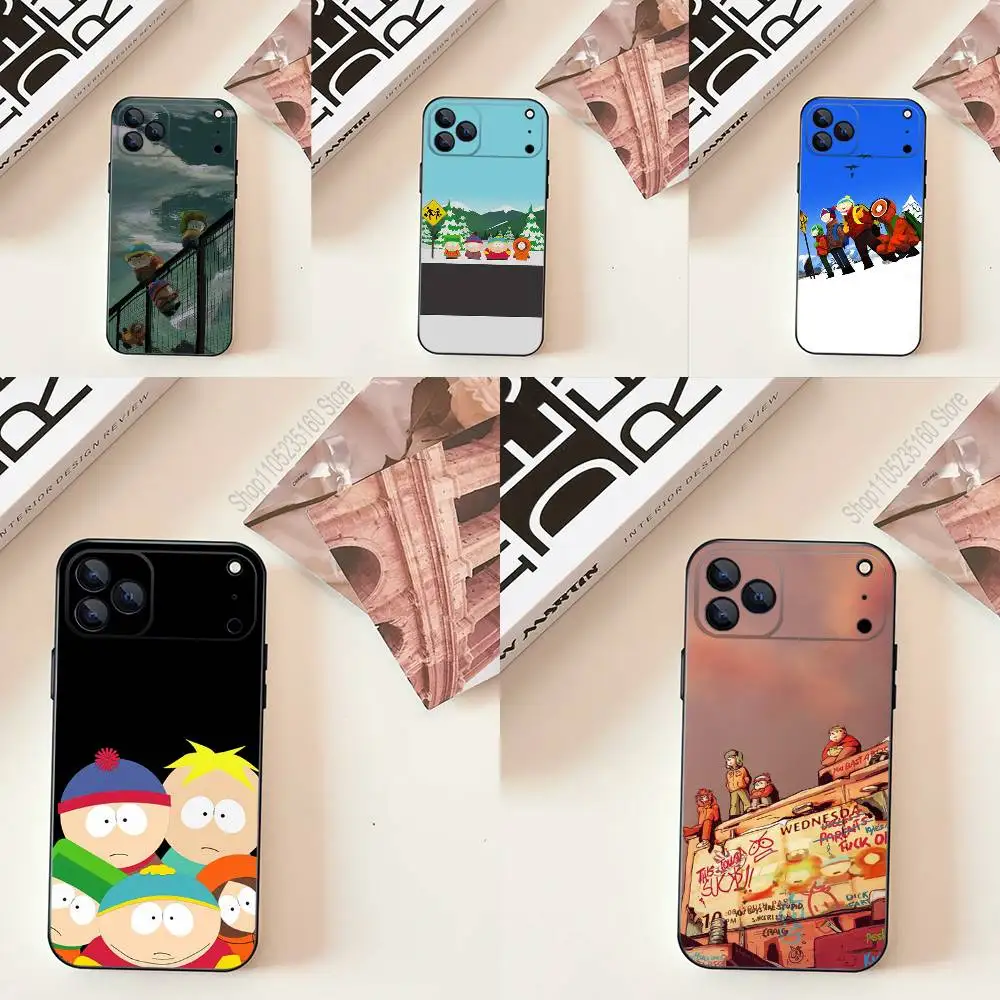 

S-South Funny P-Park-K Phone Case Silicone Black Soft For iPhone 17,16,15,14,13,12,11,Pro,Max,Plus,E,SE4,Air,Mini