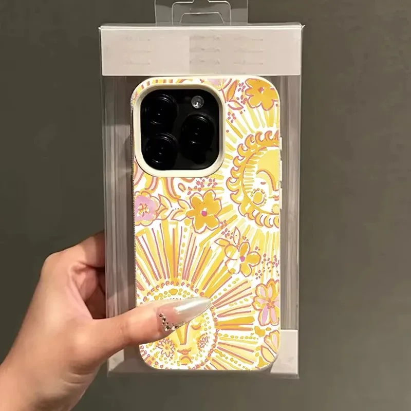 Boho Sun Face Floral Phone Case For iPhone 17 Air 16 15 14 Plus 13 12 11 Pro MAX Bohemian Sun Flower Print Shockproof Soft Cover