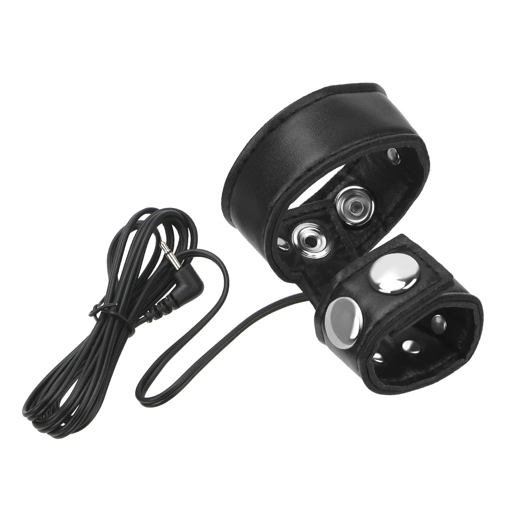 Electro Shock Leather Penis Ring,Adjustable Electric Play Cock And Ball Stretcher,SM E-stim Sex Toy For Male Electric Stimulator