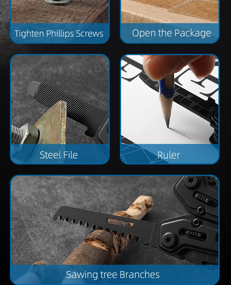 LETGOS Multitool Faltbare Zange Klappbare Schere mit Tasche Tägliche EDC-Ausrüstung Multifunktionale Werkzeuge für Camping, Überleben und Outdoor-Aktivitäten – Detail 12