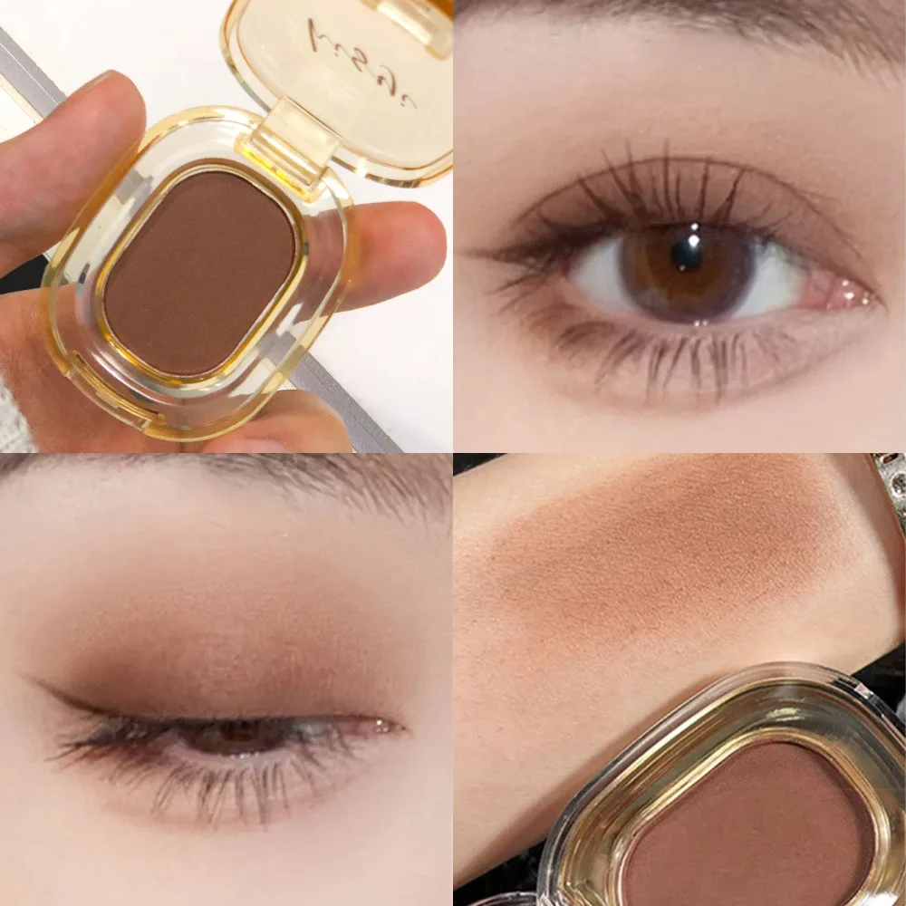 Langlebige, einzelne braune, rauchmatte Lidschattenpalette mit glänzender, heller Seidenoberfläche, tragbar und einfach anzubringen