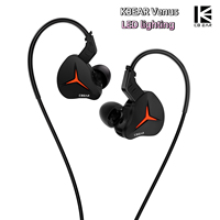 KBEAR Venus DD in Ear Earphones with LED lighting PU+LCP Composite Diaphragm wired Headphones HIFI Monitor Gaming Headset
