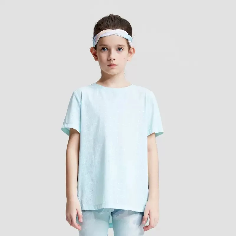 Camicie sportive per ragazze della gioventù T-shirt sportive per bambini ad asciugatura rapida Camicia da yoga a maniche corte per bambini Maglietta da corsa Allenamento Activewear Top