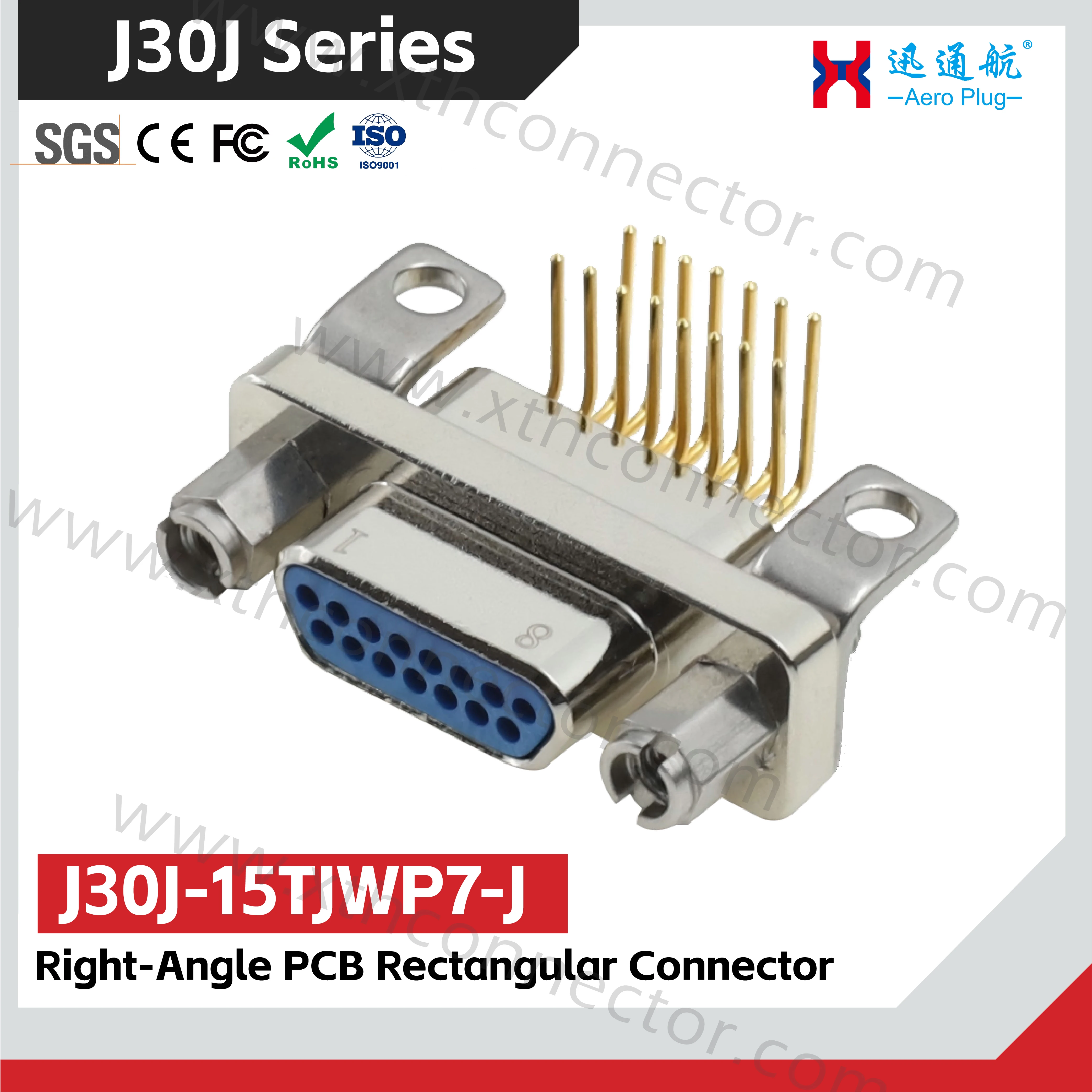 J30J-15TJW/ZKW J30J-15ZKW-J Horizontal-Mount 15Pin Micro-D PCB Connectors Male And Female Board-to-Board Interconnection