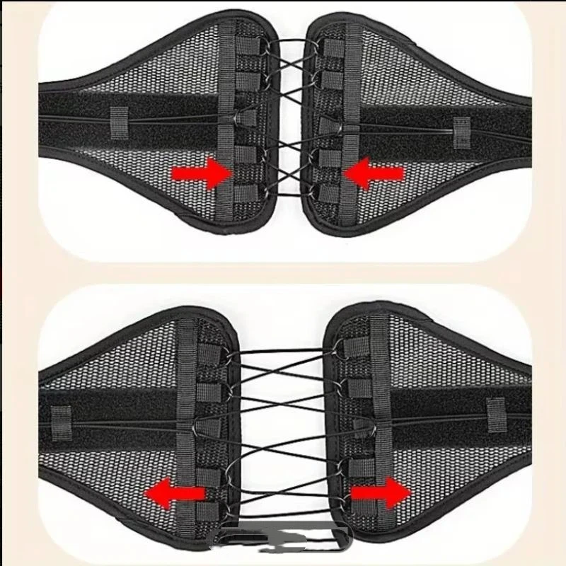 Adjustable Lace Up Lumbar Support Belt Breathable Mesh Waist Brace for Muscle Strain Back Pain Relief Household Chores Use