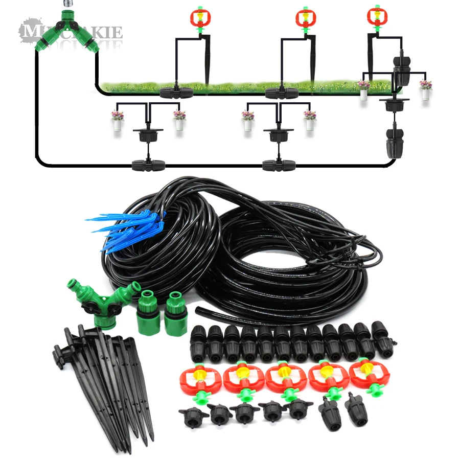 

MUCIAKIE 15M Main Line Tubing with 10M Branch Hose Garden Watering Sprinkler System with Micro Drip Emitter Kits for Plants