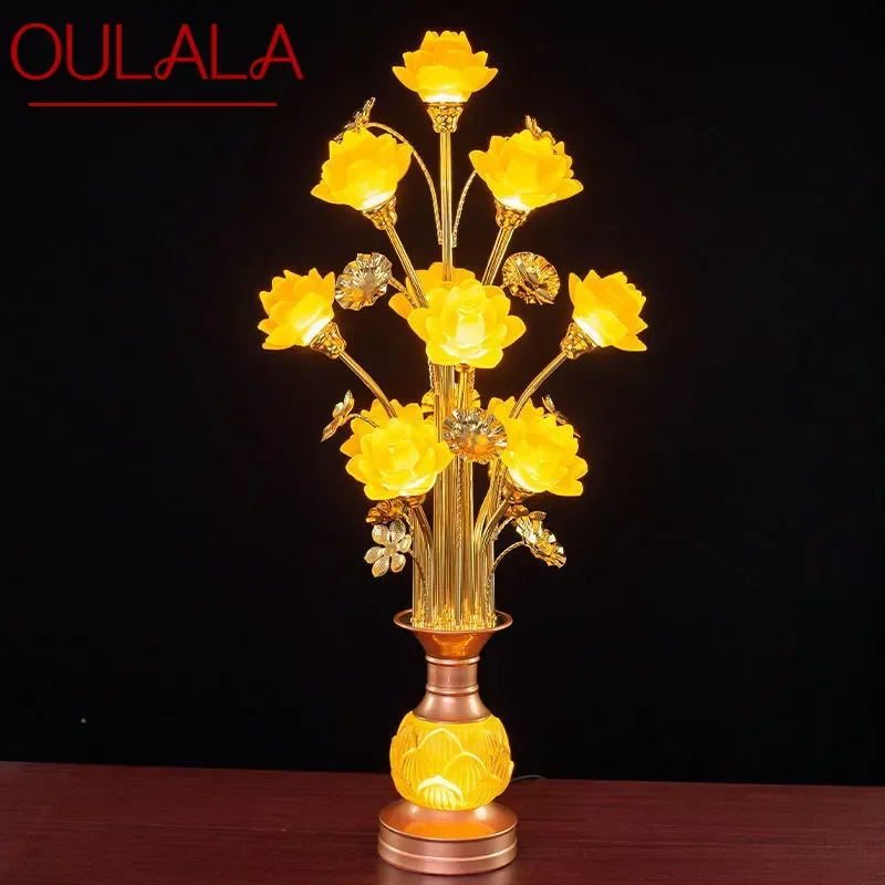 

OULALA Colored LED Lotus Table Lamp For Buddha Lamp Household Buddha Hall Lamp Glass Lamp Temple Worship Buddha Front Lamp