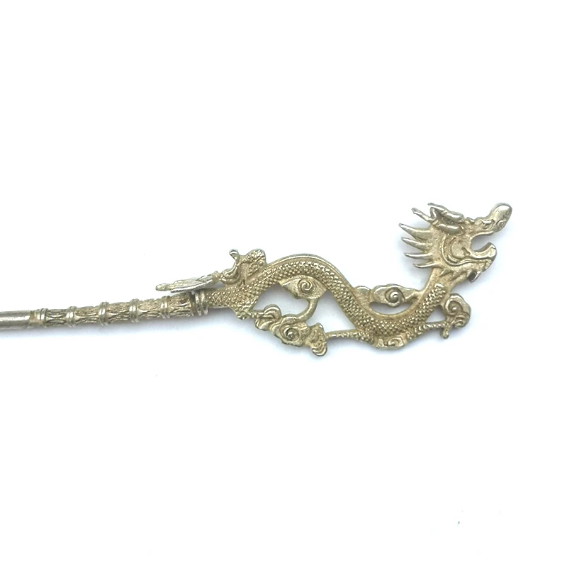 YIZHU CULTUER ART Collection Old China Tibet Silver Handmade Dragon More Hair Decoration Gift Length 15 CM