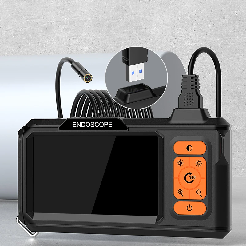 

4,3-дюймовый IPS-экран, промышленный эндоскоп, 8 мм, одинарная двойная камера, разделенная конструкция, жесткий кабель, IP67, бороскопическая камера для автомобиля