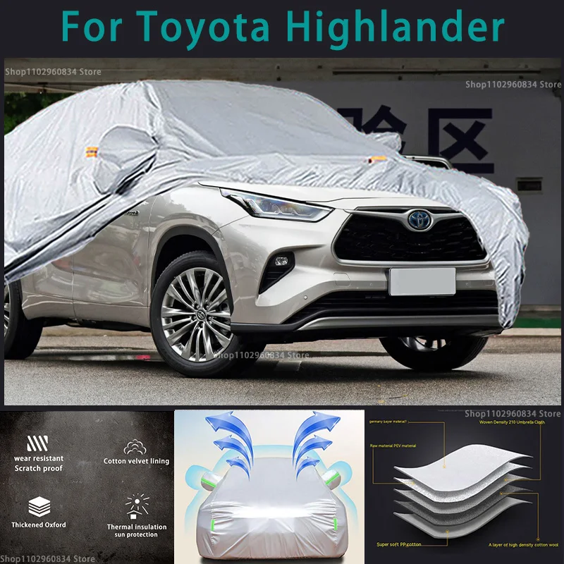 

For Toyota Highlander 210T Full Car Covers Outdoor Sun uv protection Dust Rain Snow Protective Anti-hail car cover Auto cover