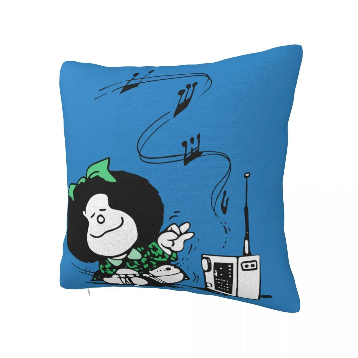 Mafalda Music Pillowcase Soft Polyester Cushion Cover Decoration Cute Kawaii Cartoon Throw Pillow Case Cover Seat Zippered 45X45