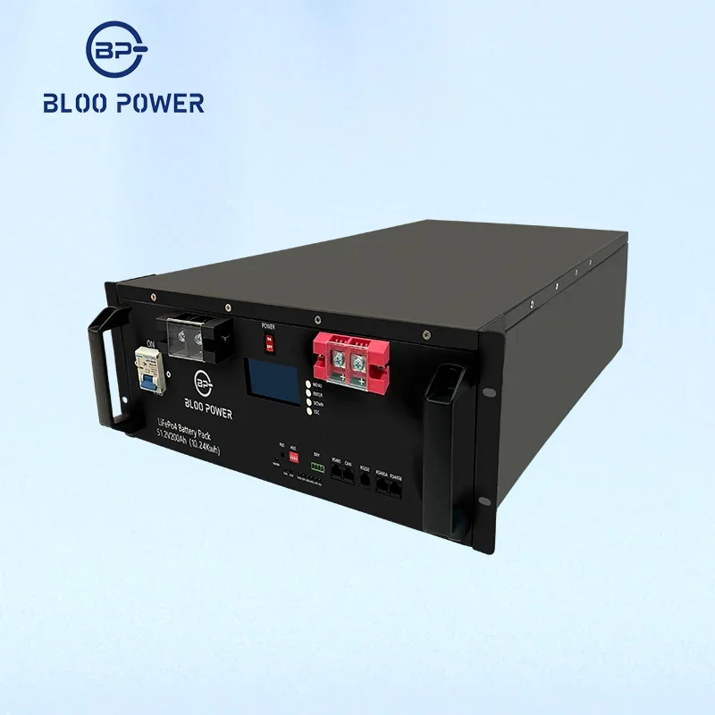 Bloopower Home Energy Storage System Lifepo4 Battery Packs 10kwh Rack Mount Lithium Batteries Solar Generator Backup Battery