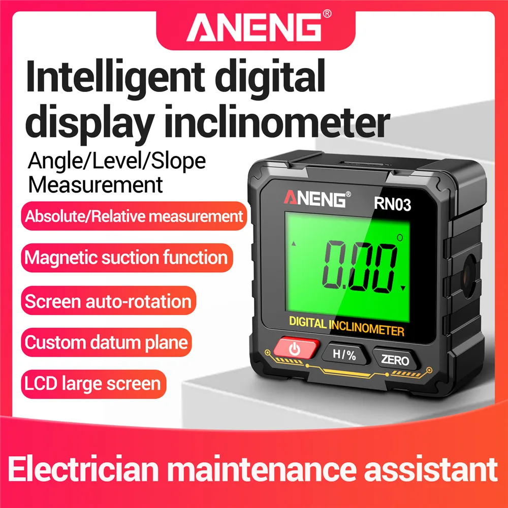 Multifunctional Level Protractor Inclinometer Digital Display Angle Gauge 360 Degree 4-Sided Magnetic Electronic Level Laser