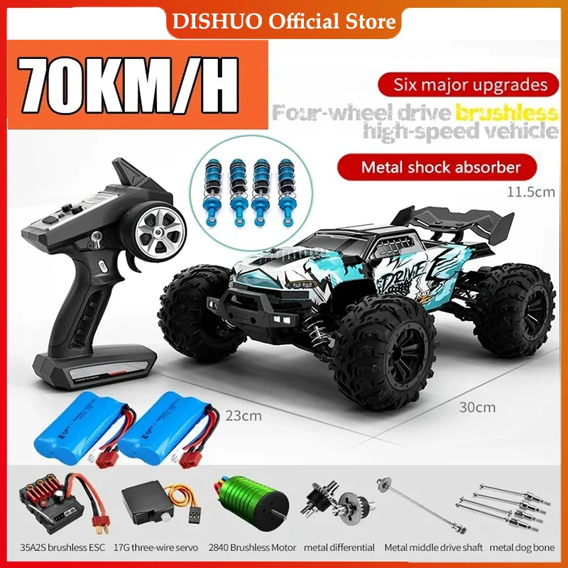 

Rc Car Off Road 4x4 High Speed 70KM/H Remote Control Car with LED Headlight Brushless 4WD 1/16 Monster Truck Toys for Boys Gift