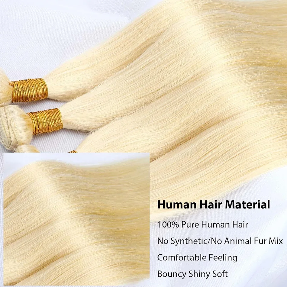 22 24 26 28 30 Inche Straight Bundles 613 Honey Blonde Colored Weave 100% Human Hair Bundles Remy Extensions For Women Brazilian