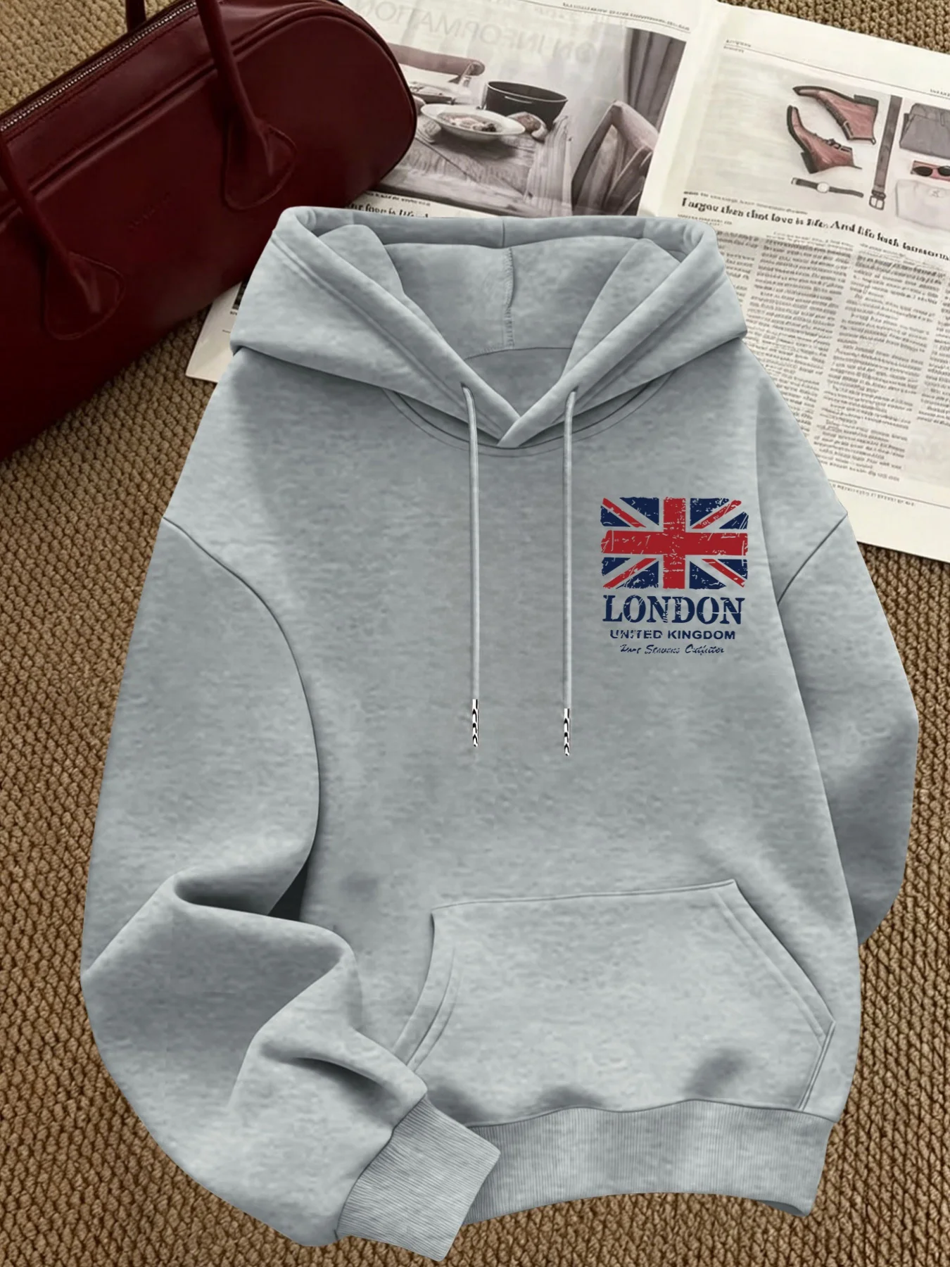 British Flag and LONDON Print Design Front and Back Print HoodieS Soft Casual Long Sleeve with Kangaroo Pocket Hoodies Clothes