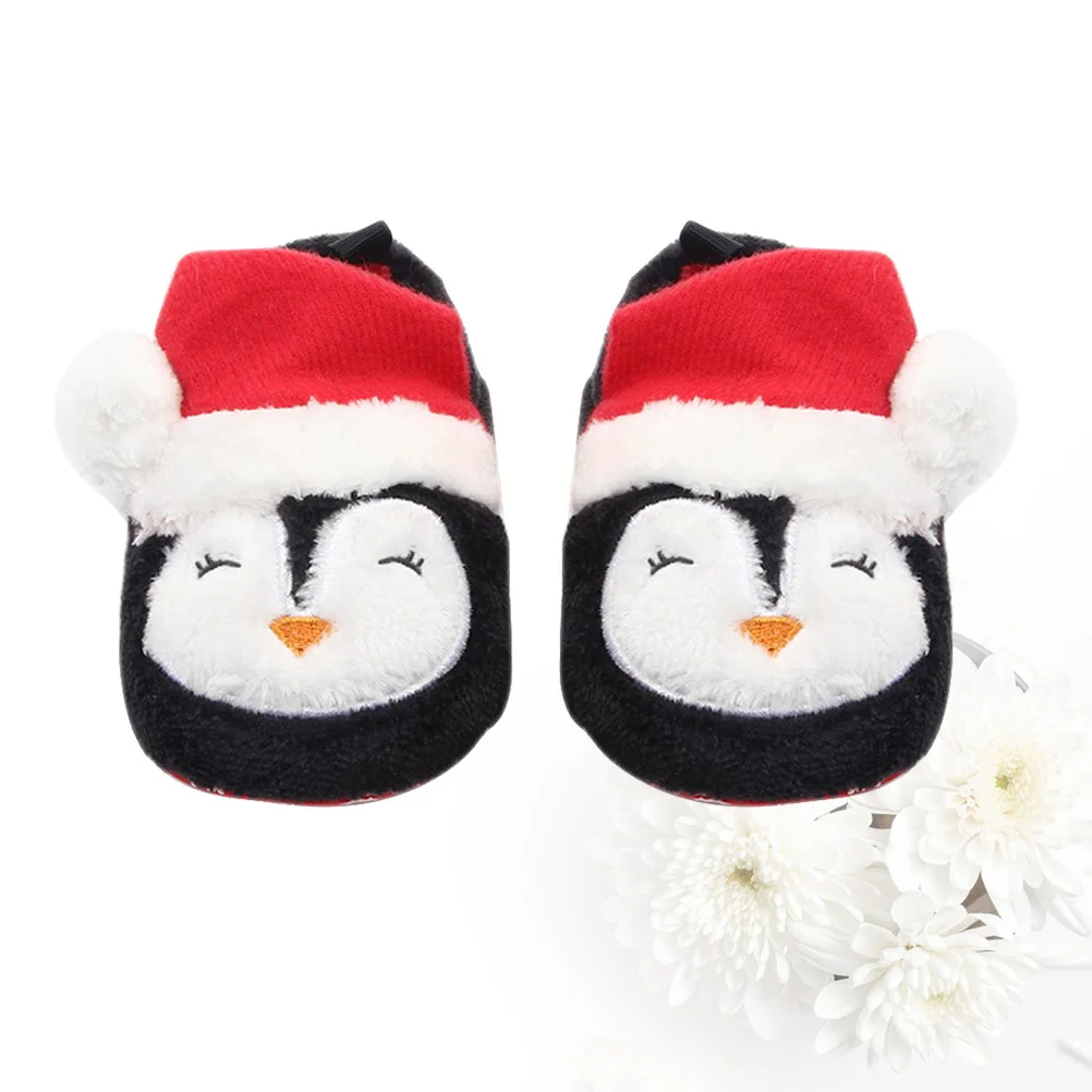 

1Pair Newborn Baby Shoes Cute Soft Non-Slip Sole Easy on Off Classic Style for Family Gatherings Black