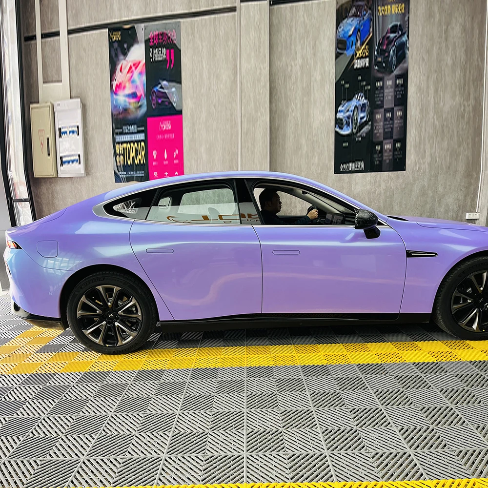 Glossy Flip Glacial Frost Blue Stretchable Auto Vinyl Premium PET Removable Easy to Install Car Wrap Air Release