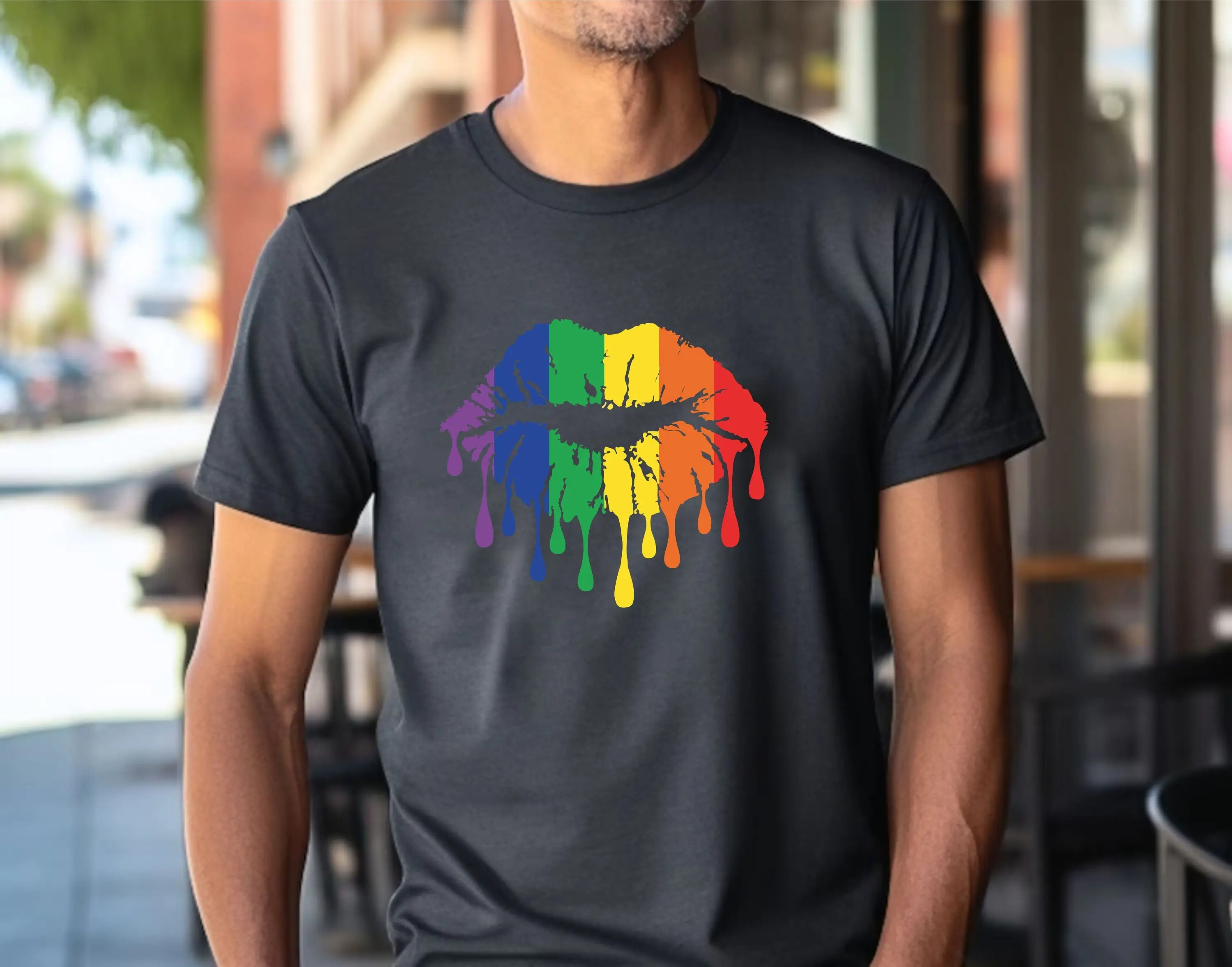 Pride Rainbow Lips T Shirt Queer Bisexual Lgbtq Love Is Transgender Bi