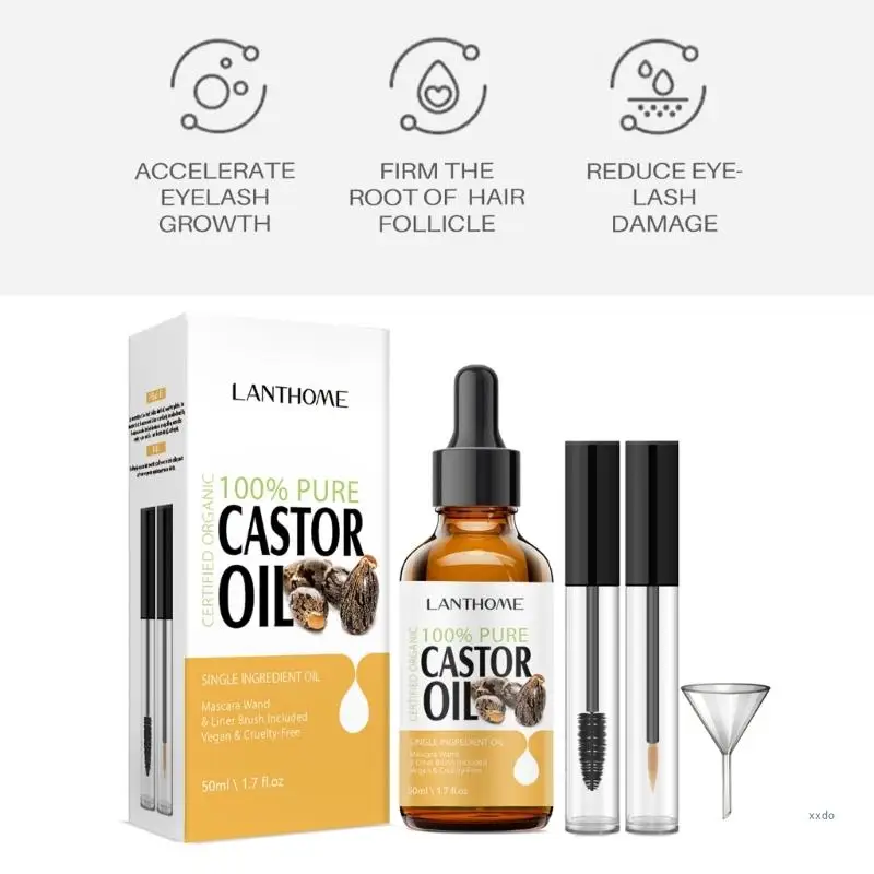 LANTHOME Organic Castor Oil Eyelashes Growth Oil Serums Castor Oil Eyelashes Growth Essential Oil Nourishing Enhancer Serums