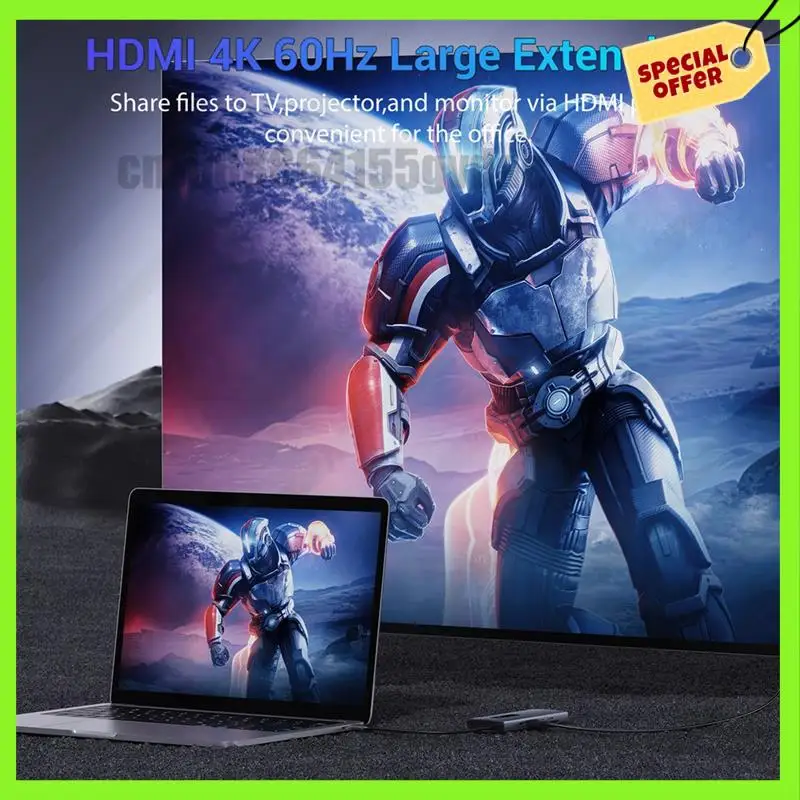

-A61K 10-в-1 Тип-концентратор 4K 60 Гц USB C-концентратор типа C к порту Ethernet PD 100 Вт USB 3.0 Концентратор SD/TF Слот для карт для ноутбука-планшета