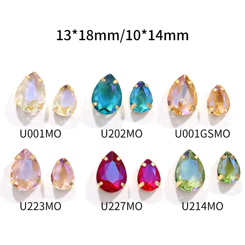 Sewing Crystals Rhinestone Glass Stone Transparent Bottom Jewelry Decoration Accessories Clothing Crafts Gems Sew On Beads 10Pcs