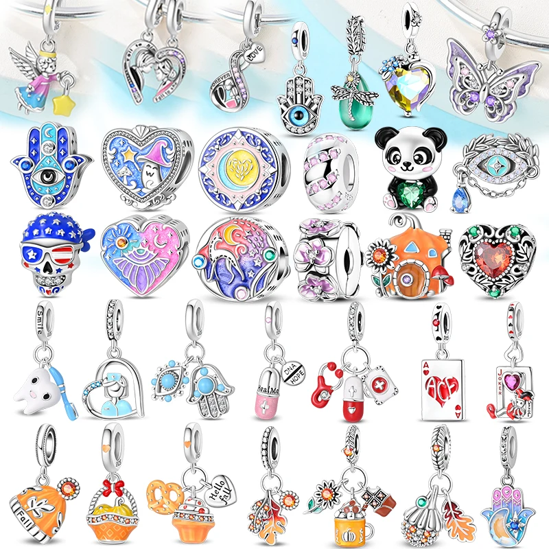 

100% стерлингового серебра 925 пробы, подвески на Хэллоуин, тыква, доктор, скелет, кулон из бисера, подходит для браслета 3 мм, ювелирные изделия «сделай сам», подарок для женщин