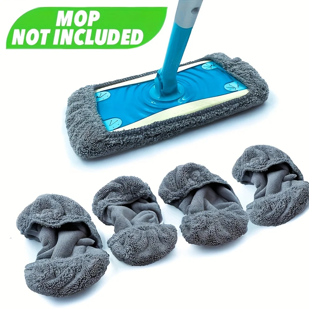 4pcs,Microfiber Flat Floor Mop Cloth,Reusable Wet Pads Refills, Dry Sweeping Cloths,Microfiber Wet Mopping (Mop Is Not Included)