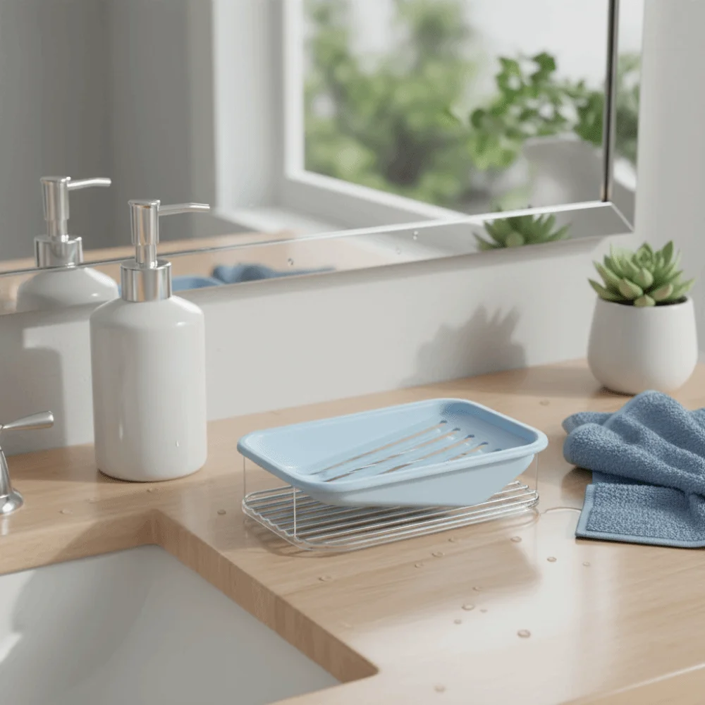 

Convenient Double-Layer Soap Box Plastic Slanted Drainage Soap Case Thickened Waterproof Soap Dish Laundry Room