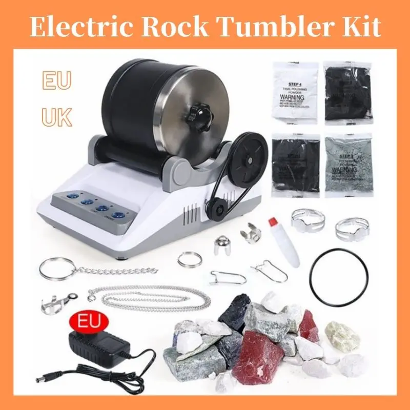 220V Rock Tumbler Polisher Kit DIY Electric Rock Tumbler Toy with Rough Gemstone Polishing Grit for Adult Kids Polishing Machine