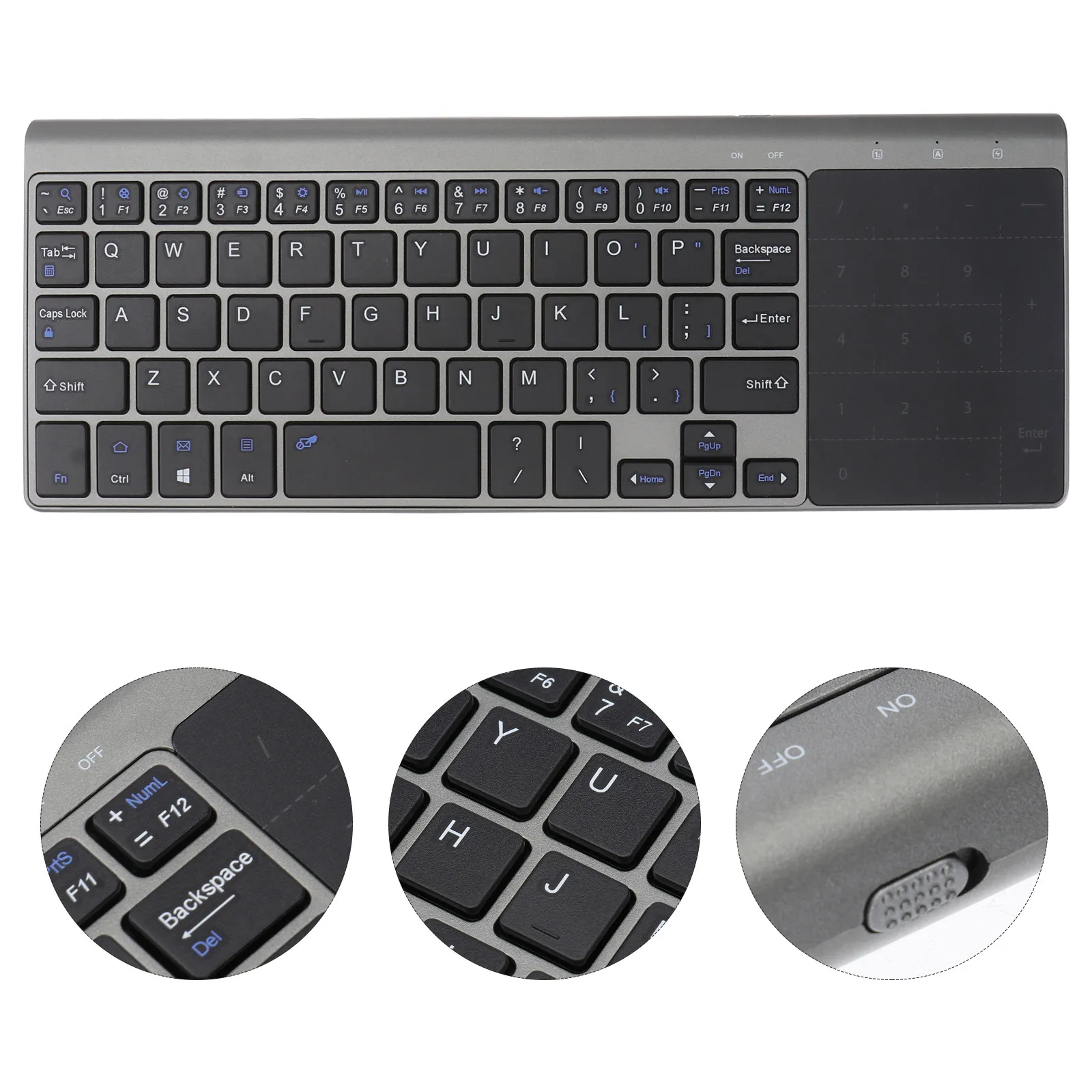 Wireless Keyboard Touchpad Number Pad Portable Ultra-Thin ABS Material Silent Keyboard Compact Design Work Gaming Laptop