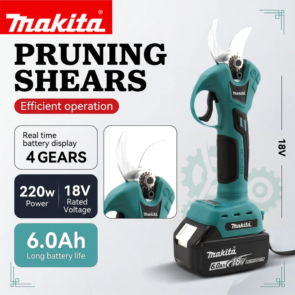 Makita Brushless 36mm Electric Pruning Shear For Makita 18V Battery Cordless Fruit Tree Bonsai Electric Scissors Power Tools