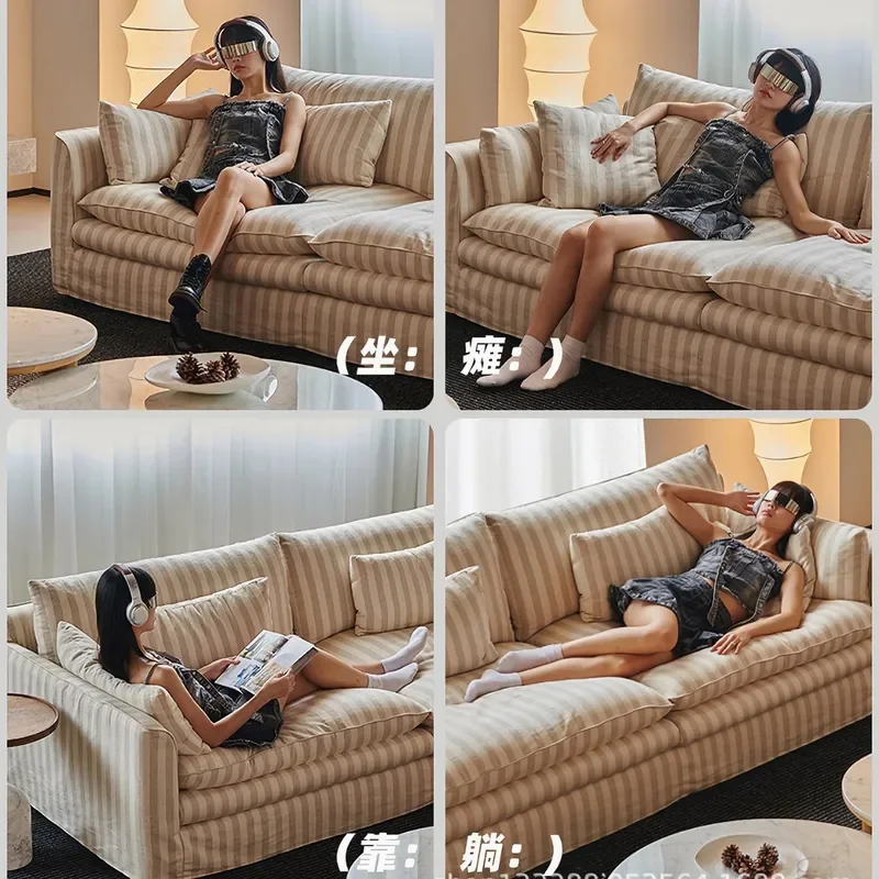 for French Double Sofa Hyacinth Living Room Bedroom Simple High Grade Cotton Linen New Removable Washable Hug Fabric Sofa