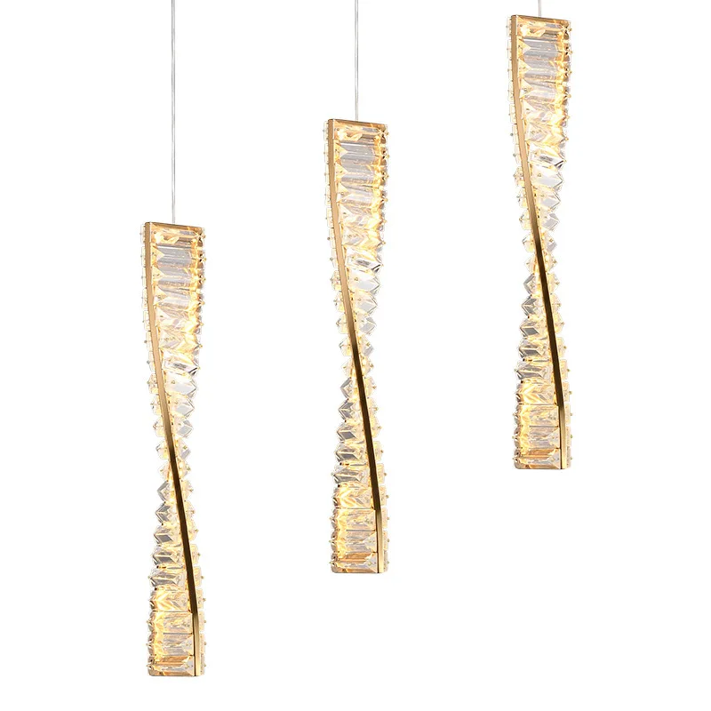 

Crystal restaurant bar counter light luxury small chandelier minimalist Italian homestay hotel room bed strip French long