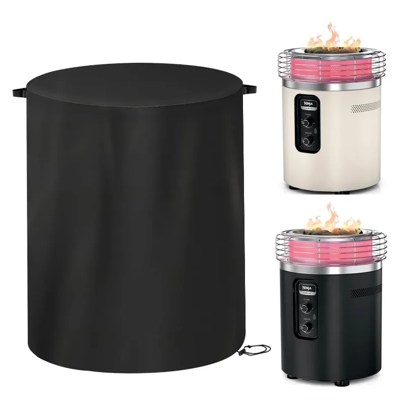 Round Fire Pit Protective Cover Waterproof Dustproof UV Resistant Outdoor Heater Fireplace Cover