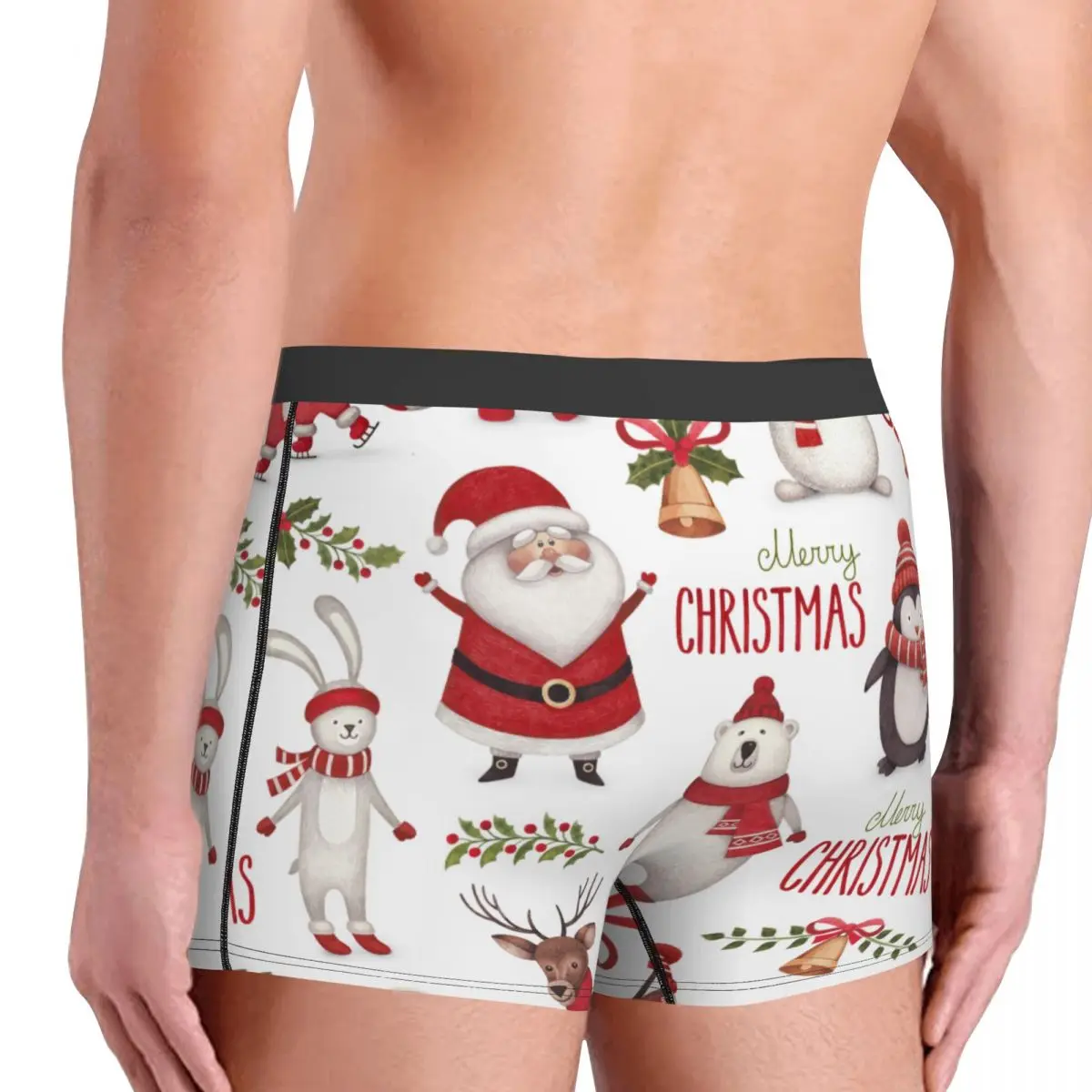 Novelty Boxer Shorts Panties Briefs Men Cute Santa Claus Christmas Winter Underwear Breathable Underpants for Homme Plus Size