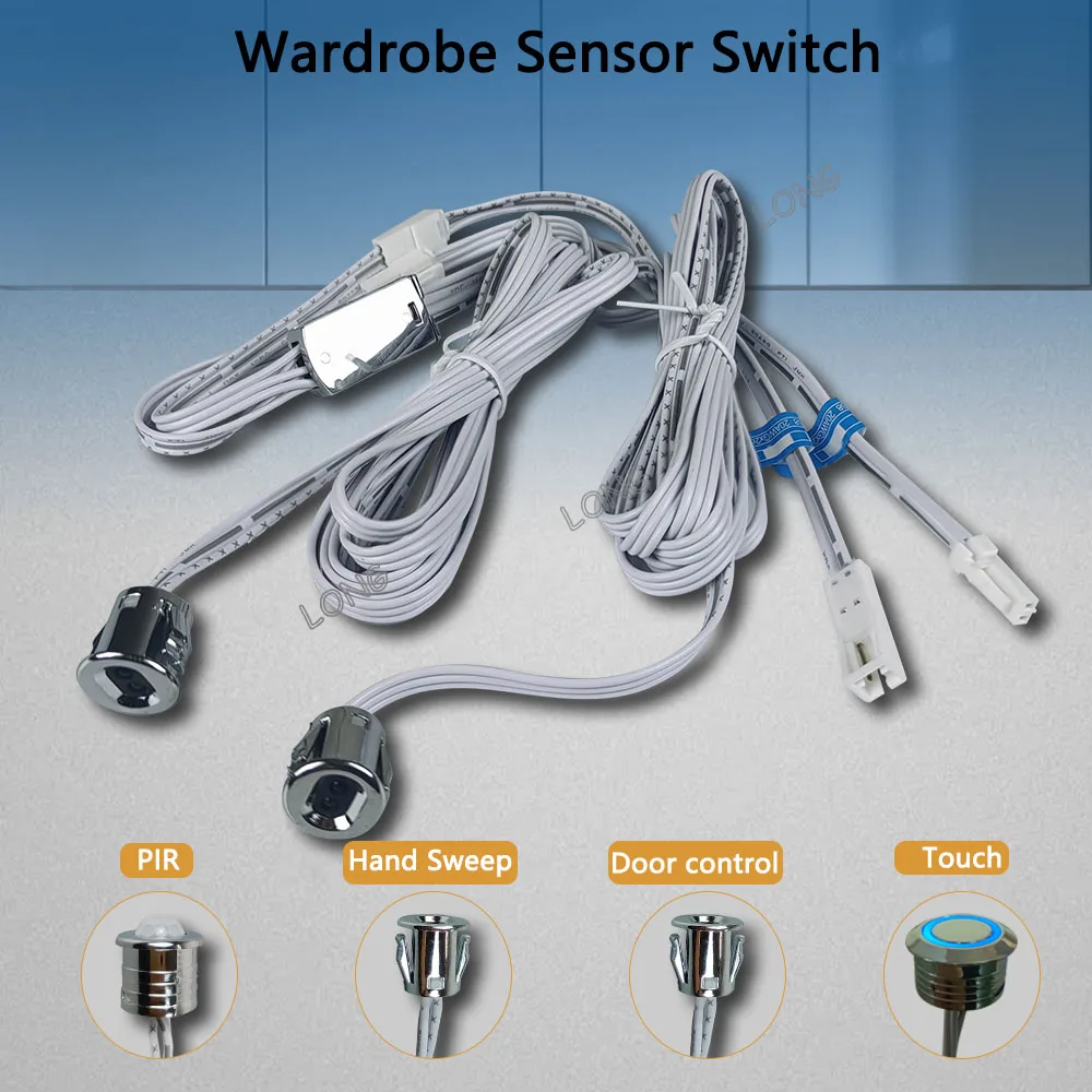 DC12V 24V 5A LED Wardrobe Sensor Switch PIR Motion Hand Sweep Door Control Touch Sensor For Cabinet Closet Light