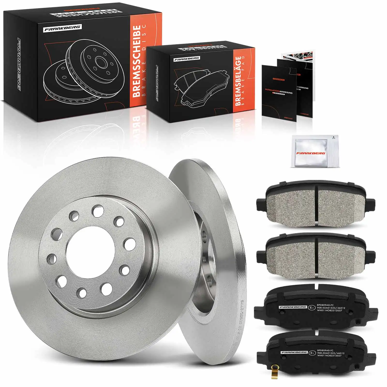 Frankberg 2x Remschijven 4x Remblokken Achteras voor Fiat 500X 334 Jeep Renegade SUV B1 BU BV 68249842AC 00K68263132AA
