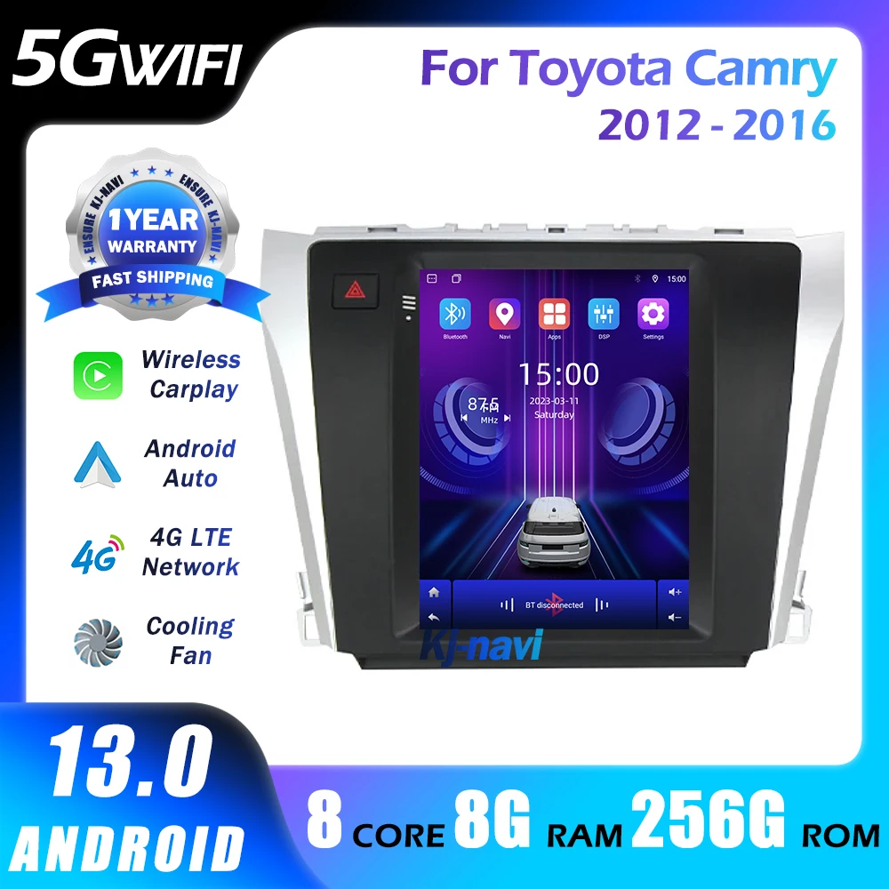 9.7Inch Android 13 Car Radio For Toyota Camry 2012 - 2016 Auto Multimedia Player Vertical GPS Carplay Stereo 4G 5GWifi