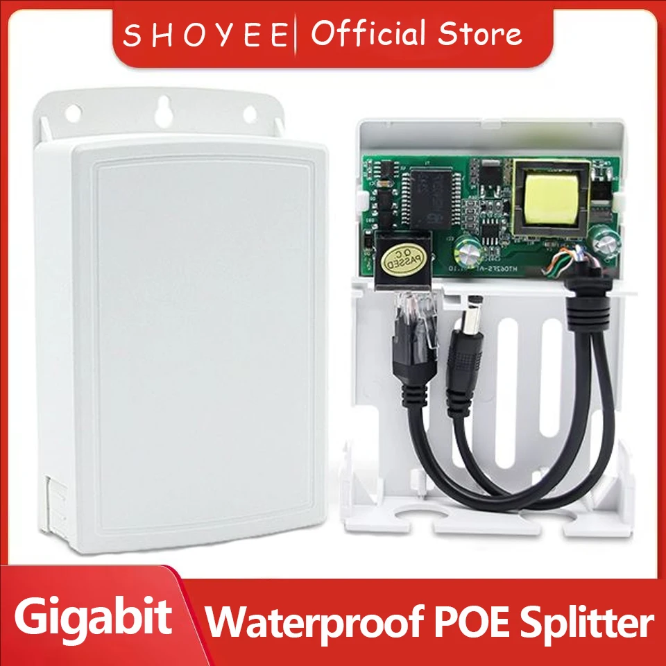 새로운 방수 기가비트 POE 분배기 IP67 48V ~ 12V IEEE 802.3af/at 어댑터 실외 IP 카메라 CCTV 보안 시스템