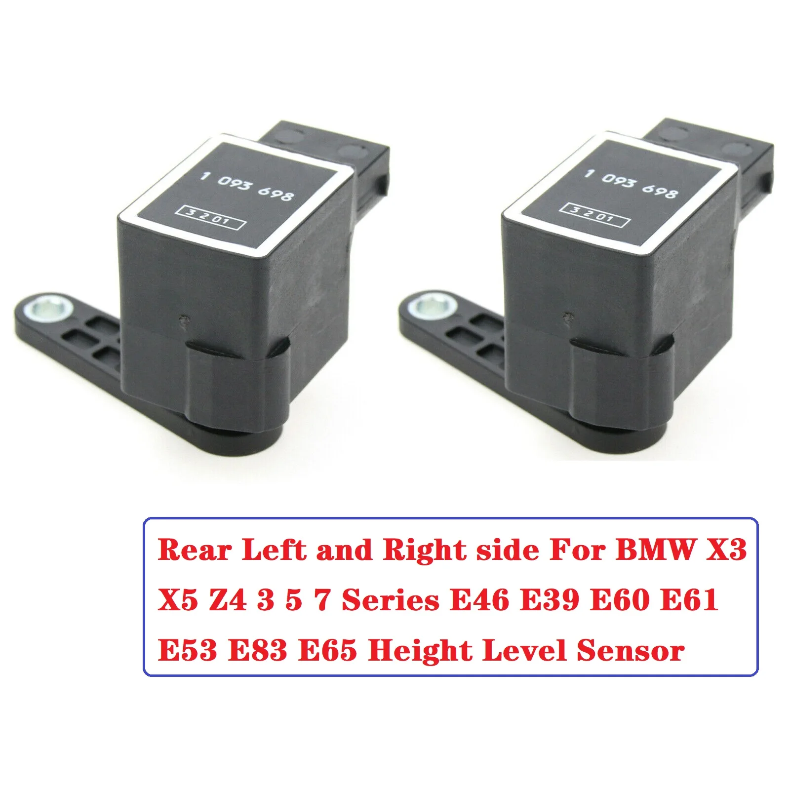 2xRear Sides For BMW X3 X5 Z4 3 5 7 Series E46 E39 E60 E61 E53 E83 E65 Height Level Sensor 37140141445, 37141093698,37146784697