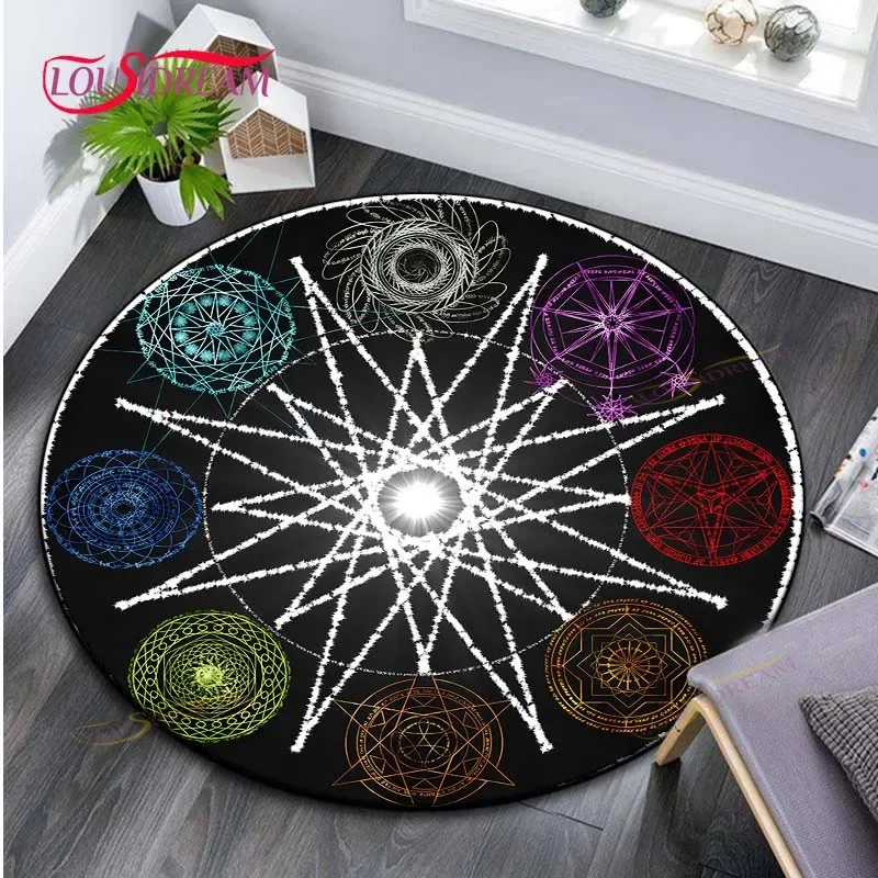 Cartoon Magic Circle Rug Home Decorative Round Carpet Soft Fashion Area Rugs Bedroom Anti-slip Floor Mat Chair Mat Evil Carpet