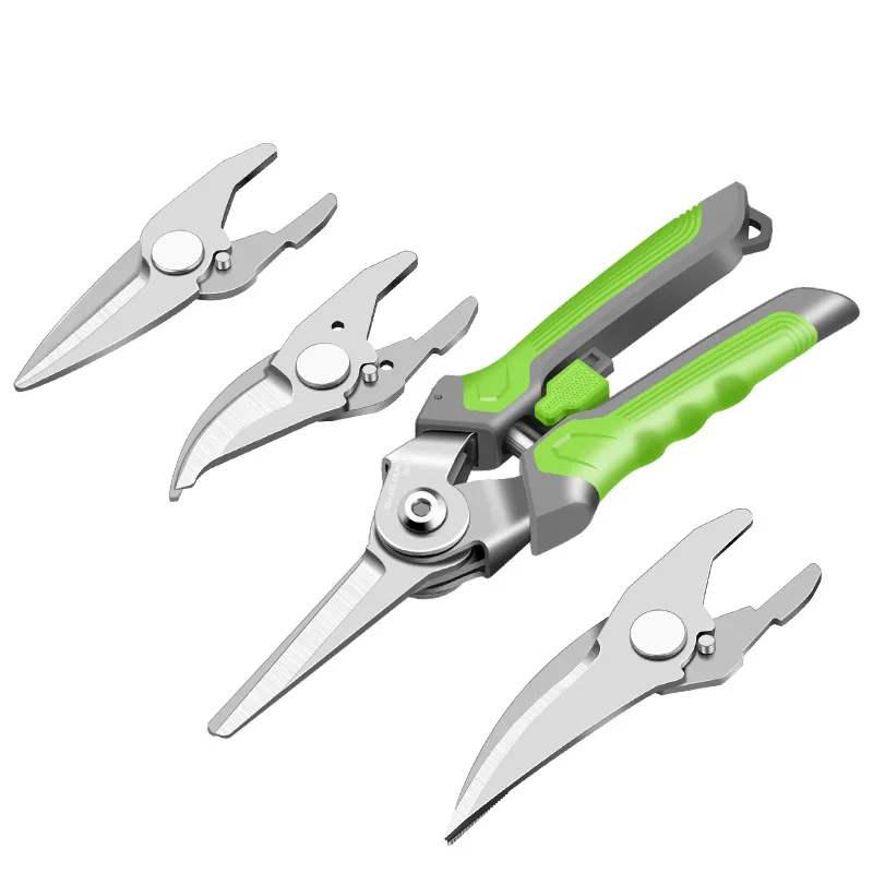 

4-in-1 Gardening Pruning Shears Interchangeable Head Multi-Tool Professional Potting Lawn Garden Scissor Household Hand Tools
