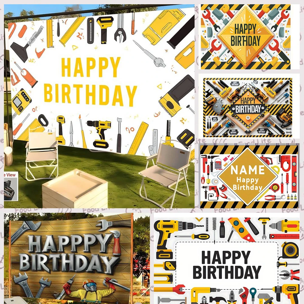 Tools Wrench Screwdriver Theme Custom Boy Birthday Party Decoration Banner Provide Portrait Photography Studio Props Background
