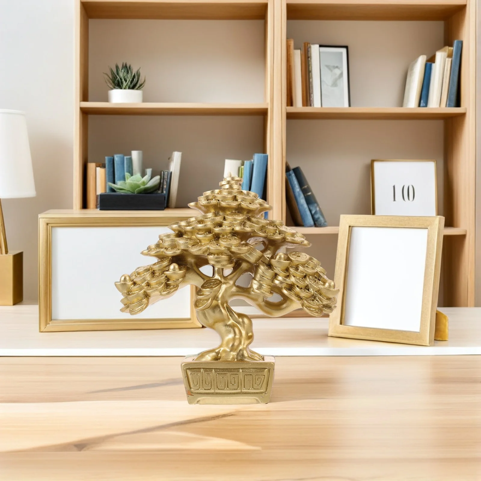 

Money Tree Feng Shui Resin Bonsai Tree Decoration Table Centerpiece for Prosperity Good Luck Home Office Money Trees Plant