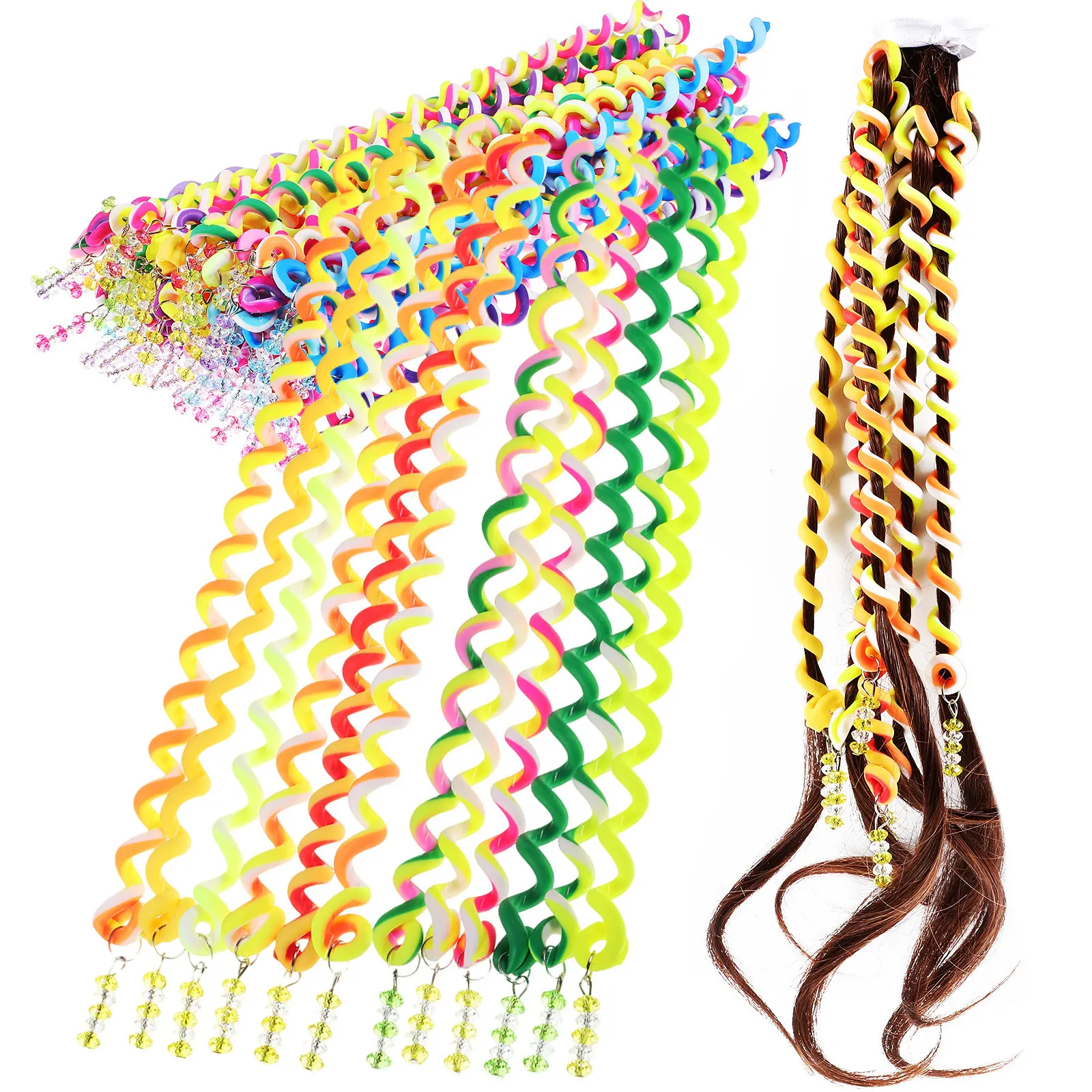 

42Pcs Spiral Hair Braided Tools Colorful Braiding Accessories Super Elastic Hair Braider for Trendy Lightweight